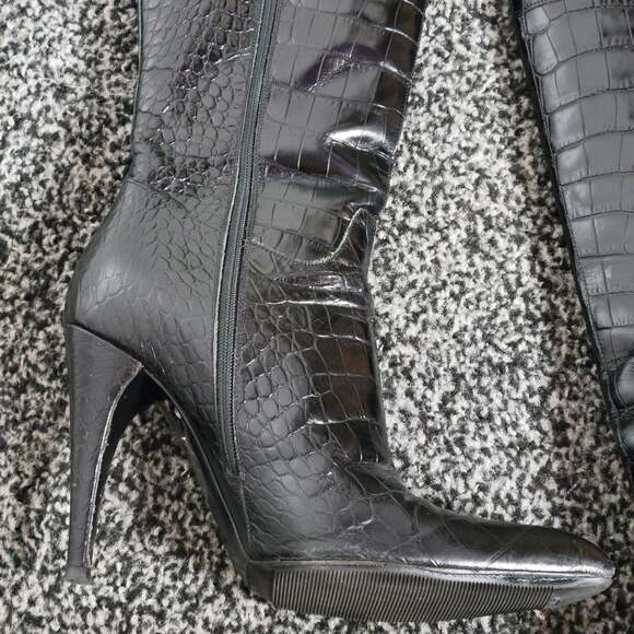 Prada Crocodile Leather Heeled Knee High Boots, size 38 (US 8) - Picture 3 of 12